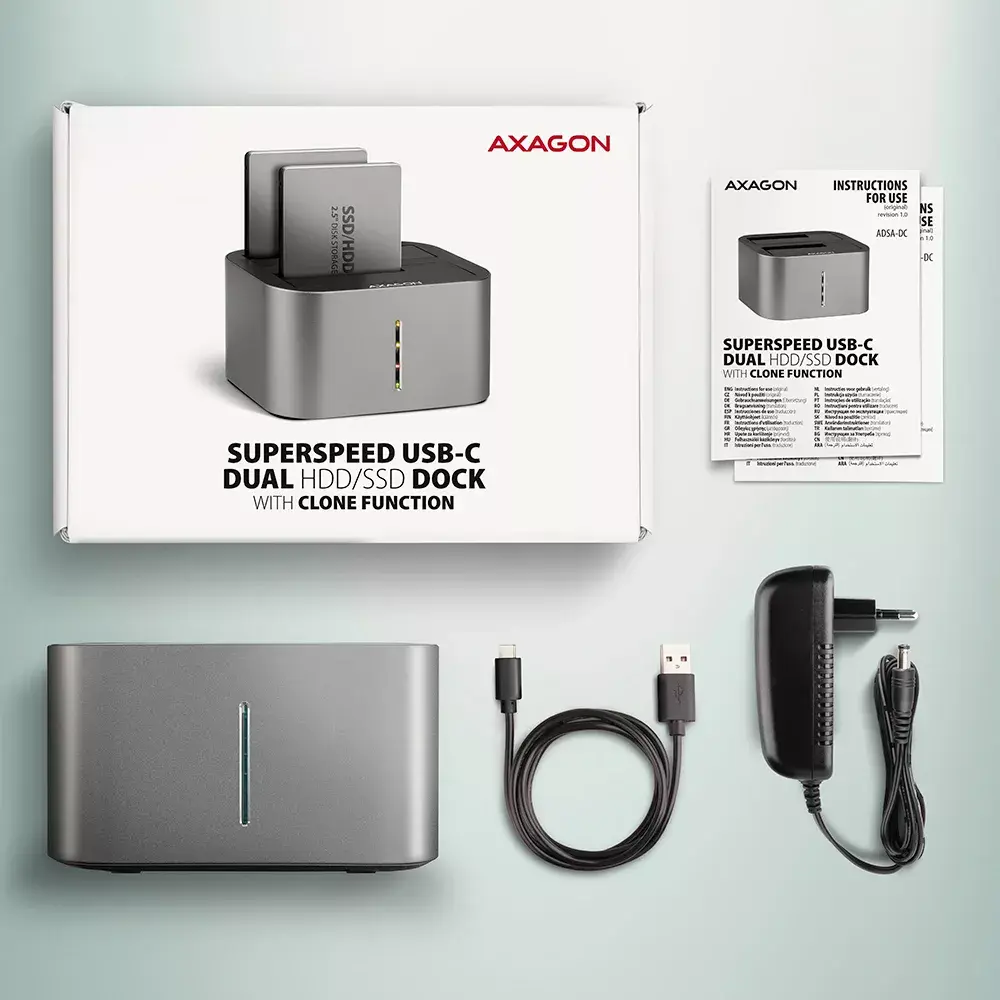 Divu doku Axagon ADSA-DC SuperSpeed USB Photo 9