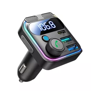 Joyroom JR-CCB01 48W FM transmitter & car charger 2x USB-A USB-C with dual microphone Black