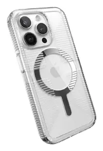 Speck Gemshell Grip + MagSafe Mobile Phone Case Cover for Apple iPhone 15 Pro Transparent and Chrome