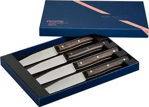 Столовые ножи Opinel Facette набор 4 шт тёмная ясень - лезвия нержавеющая сталь, деревянные ручки