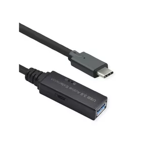 ROLINE USB cable 12.04.1068 USB 3.2 Gen 1 20 m USB C USB A Black