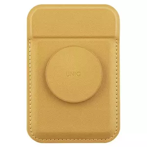 Card wallet with magnetic MagSafe stand Uniq Flixa Yellow — card holder and adjustable stand