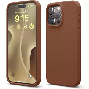 Riff Plāns &amp; Mīksts silikona aizmugures maks ar mīkstu iekšpusi priekš Apple iPhone 15 Pro Max Brown