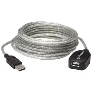 USB Extension Cable Manhattan USB2AAEXT5M 5m Male to Female Active Silver