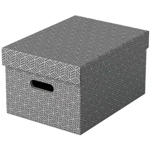 Storage box ESSELTE Home M medium 3-piece rectangular cardboard 265×365×205 mm grey