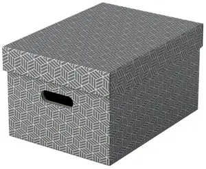 Esselte Home Medium Storage Box Grey Carton Pack of 3 FSC Certified