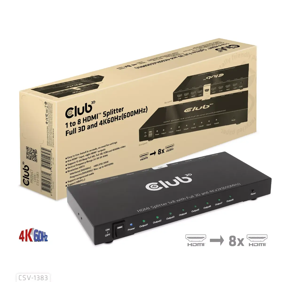 HDMI сплиттер CLUB3D 1 на 8 Photo 3