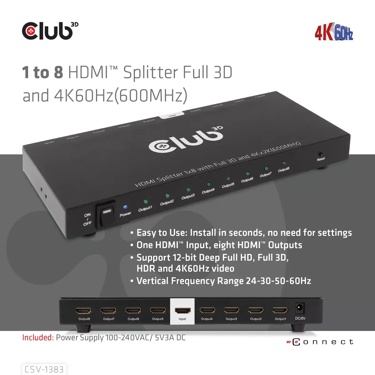 HDMI сплиттер CLUB3D 1 на 8 Photo 8