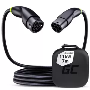 Кабель для зарядки электромобиля Green Cell EVKABGC04 — Type 1 на Type 2, 7 м, 11 кВт, 16 А, черный