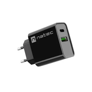 Wall charger NATEC RIBERA Universal Black 12V 20W USB-C PD 3.0 + USB-A QC 3.0 (indoor)