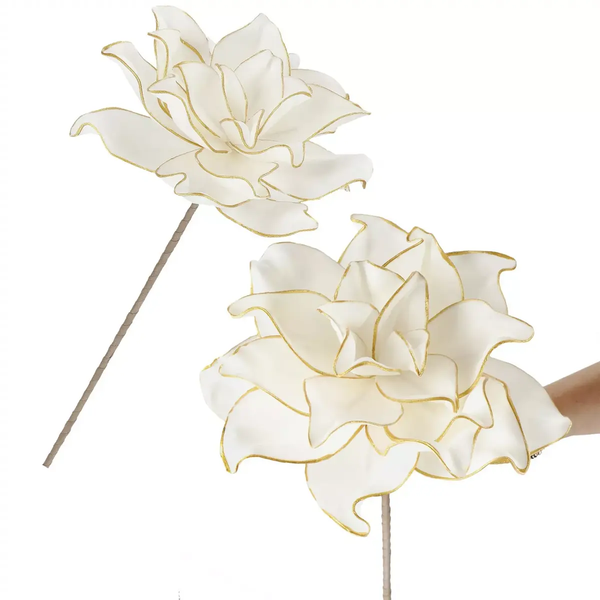 Springos CA1237 Artificial Flower Branch White-Gold Photo 2