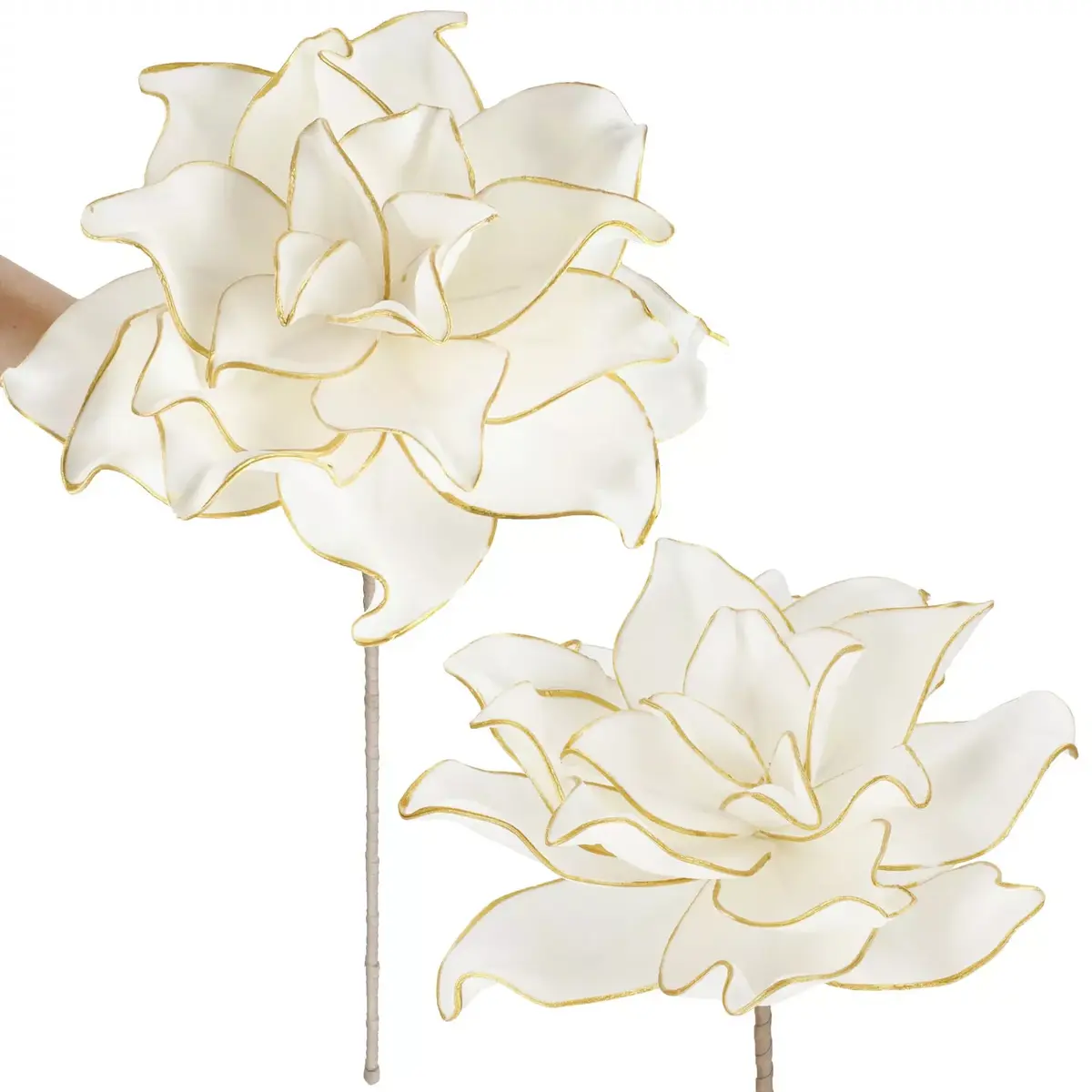 Springos CA1237 Artificial Flower Branch White-Gold Photo 4