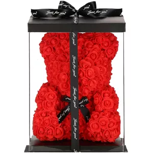 Floral figure Springos HA7224 — decorative bear made of artificial roses for home decor