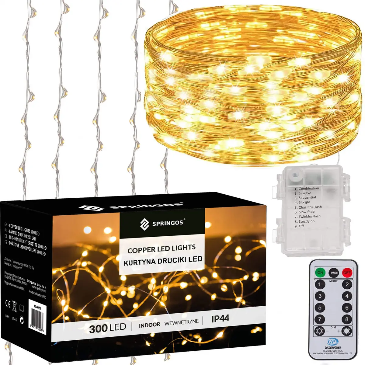 Dekoratīvās LED aizkaru gaismas Springos CL0183