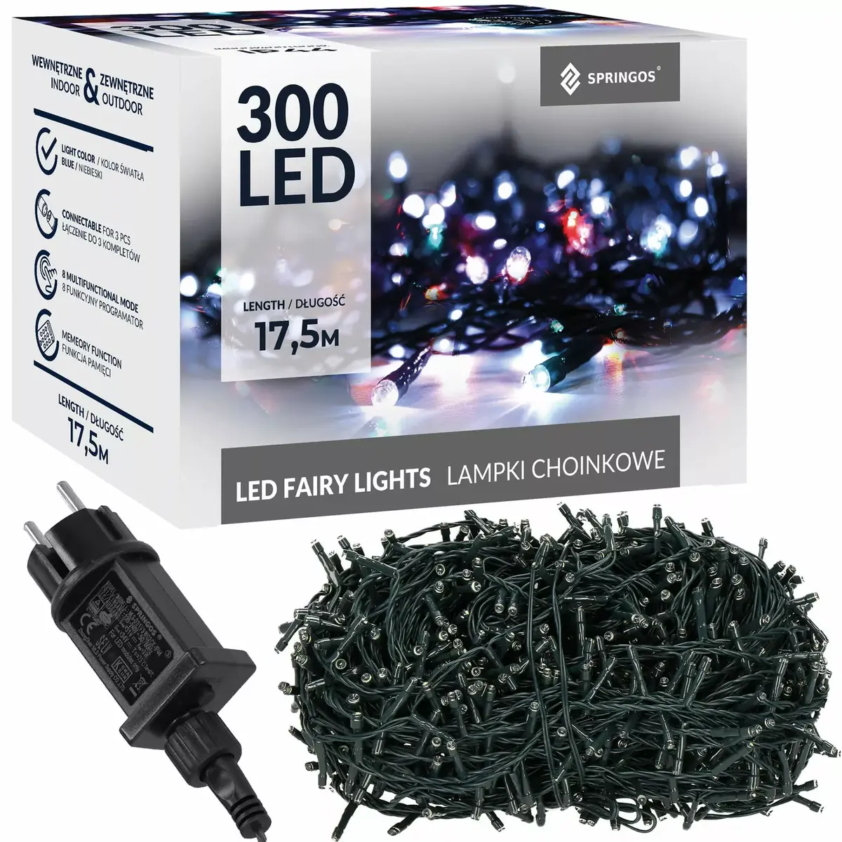 Gaišvadu virtene Springos CL4081 — 300 LED, 17,5 m Photo 7
