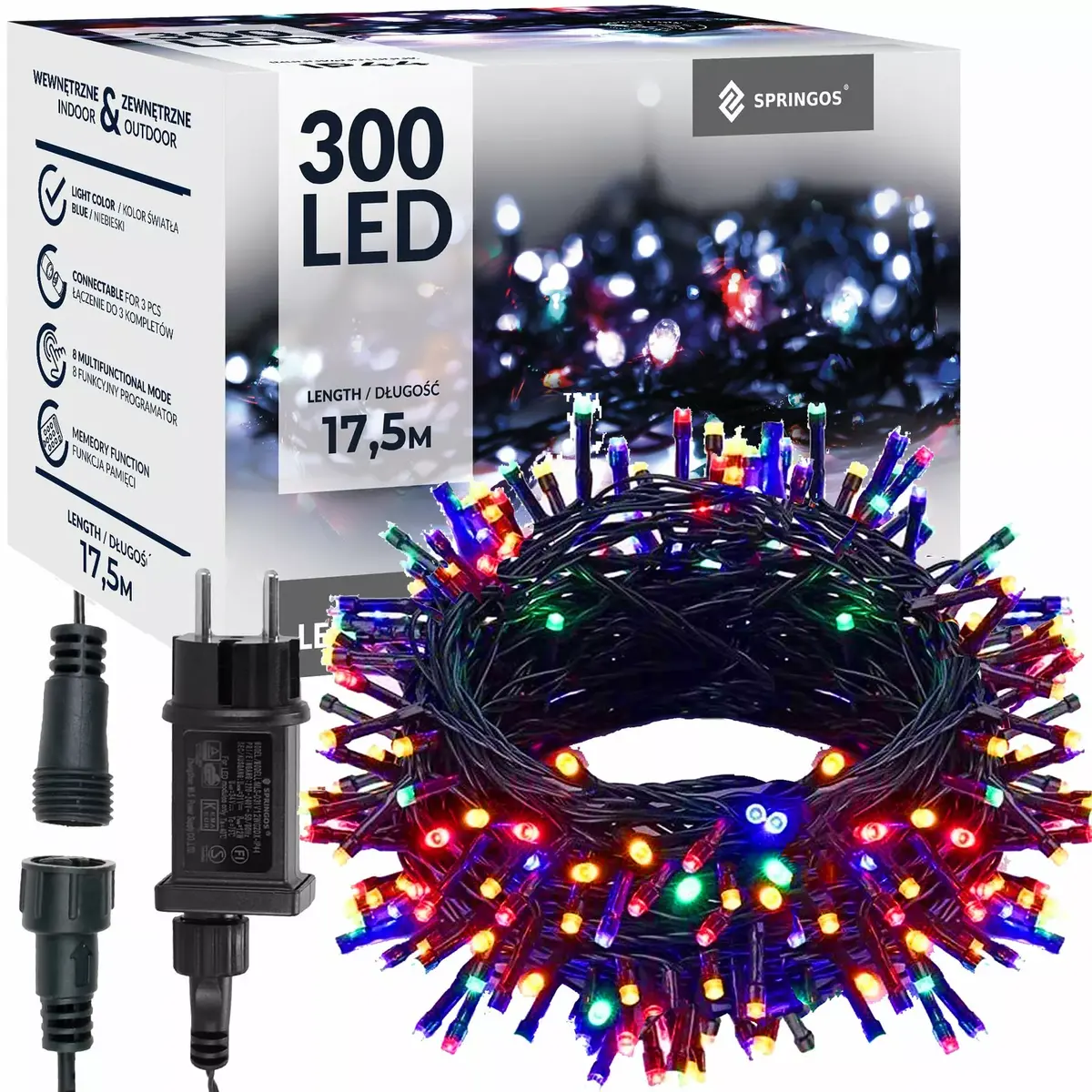 Gaišvadu virtene Springos CL4081 — 300 LED, 17,5 m Photo 10