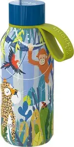 Termosflakons bērniem no nerūsējošā tērauda QUOKKA Solid Kids ar siksniņu 330 ml (Jungle)