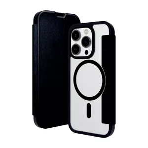 dbramante1928 Helsinki MagSafe Folio Case for iPhone 15 Pro with 3 Card Slots, Clear and Black