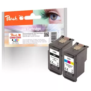 Tintes kasetju komplekts PEACH 321029 savietojams Standarta ietilpība melns/cian/magenta/dzeltens