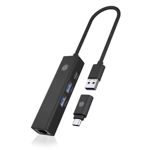 USB Хаб ICY BOX IB-HUB1439-LAN Проводной USB 3.2 Gen 1 Type-A Ethernet