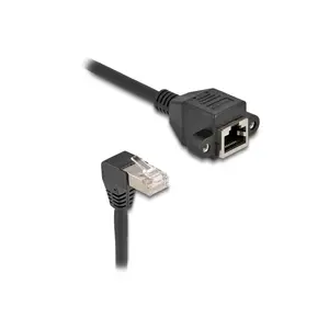 DeLOCK Tīkla pagarināšanas kabelis S/FTP RJ45 90° leņķis uz RJ45 Cat.6A 5 m melns