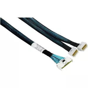 Iekštīkla Mini-SAS kabelis Supermicro CBL-MCIO-1255L4Y — MCIO x8 uz 2× SlimSAS LP x4, 55 cm