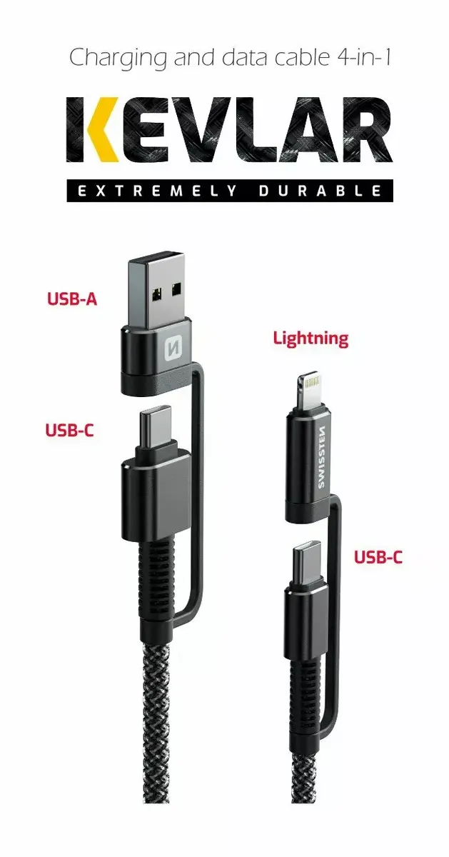 SWISSTEN Kevlar 4in1 3A 1.5m cable Photo 2
