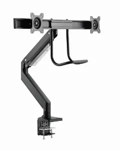 Gembird MA-DA2-04 Dual Monitor Desk Mount for 17 to 32 Inch Screens with Clamp and Grommet Black