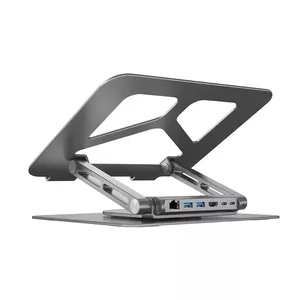 Laptop stand Unitek D1109A — aluminium adjustable stand with USB-C hub, HDMI, Gigabit Ethernet (fits 14"–17")