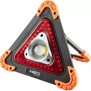 Flashlight and Warning Triangle 2-in-1 NEO tools 99-076 — battery-powered vehicle safety light and foldable warning triangle