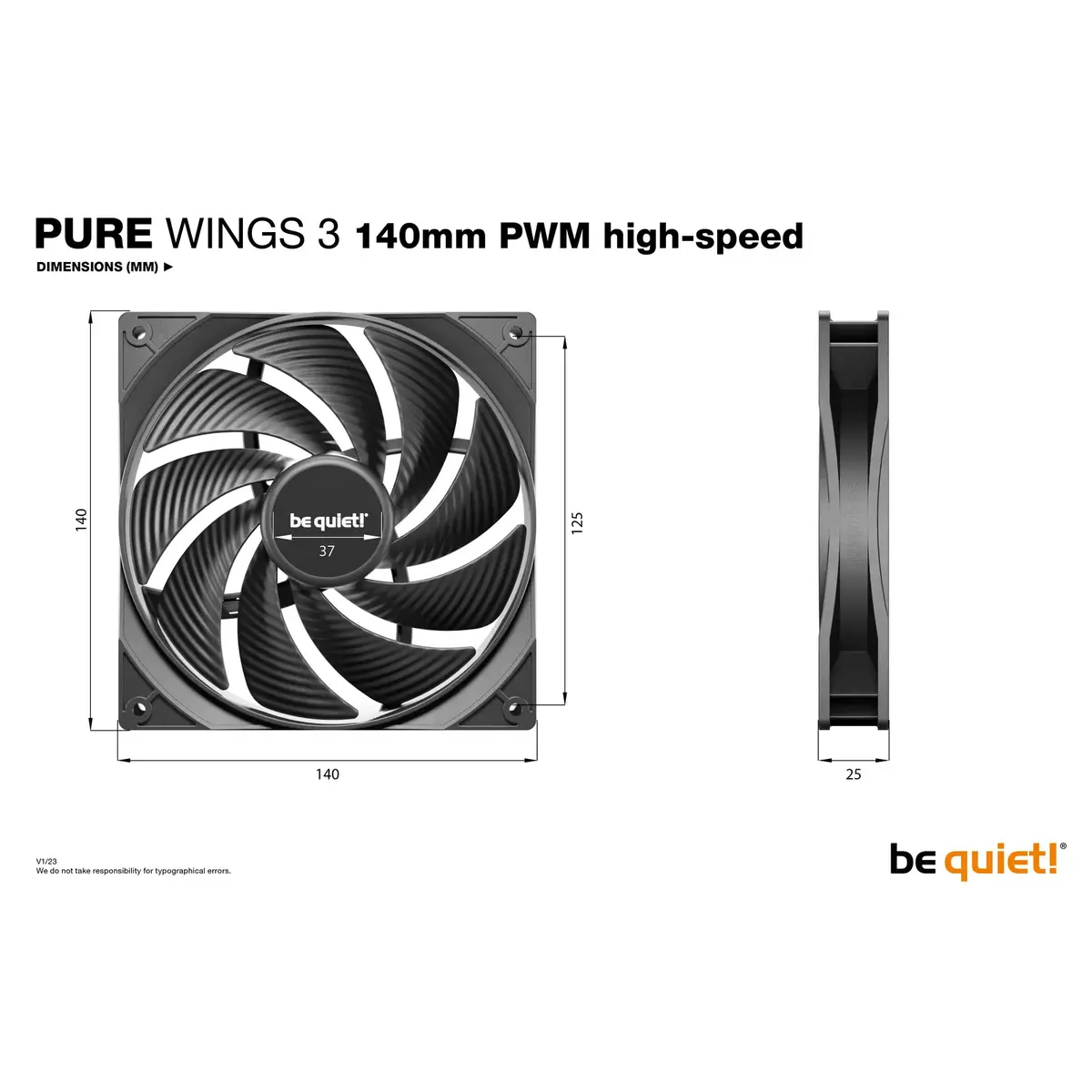 Ventilators be quiet! Pure Wings 3 140mm PWM augstas ātruma Photo 5