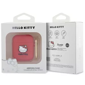 Protective Silicone Case HELLO KITTY HKA23DKHSF 3D Kitty Head Red for Apple AirPods 1/2