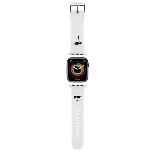 Siksniņa Karl Lagerfeld KLAWLSLKCNH 3D gumijas balta priekš Apple Watch 42/44/45/49 mm