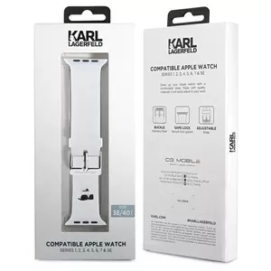 Siksniņa Karl Lagerfeld KLAWMSLCNH 3D gumijas Choupette galviņas Apple Watch 38/40/41mm balta
