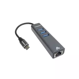 USB-C to Gigabit Adapter PREMIUMCORD ku31ether04 10/100/1000 Mbps with 3x USB 3.0 ports