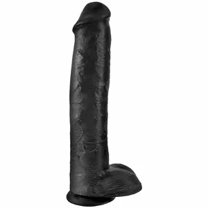 King Cock Realistic Dildo with Testicles, 38 cm, Black