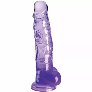 Dildo KING COCK Clear Realistic Penis with Balls 16.5 cm Purple