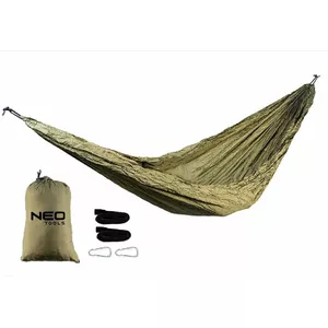 Šūpuļtīkls NEO tools Neo Hamak 330 x 140 cm komplekts — auduma šūpuļtīkls 330×140 cm ar piederumiem