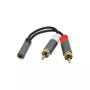 Аудиокабель PREMIUMCORD kjqqr-02 3,5 мм гнездо — 2×RCA штекер, 15 см