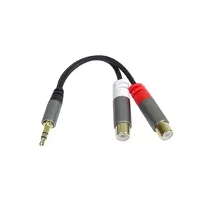 Audio adapter cable PREMIUMCORD kjqqr-03 — 3.5mm male to 2×RCA female, 15 cm