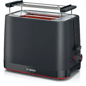 Toaster Bosch TAT3M123 2-slice, 950 W, black, rotary control, defrost & reheat