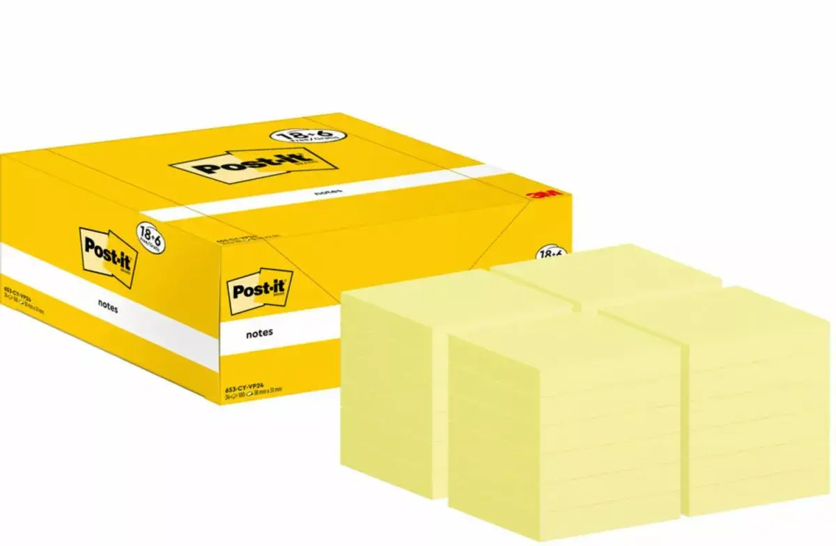 3M Post-It 653-CY-VP24 pašlīmējošas piezīmes 51×38 mm Photo 2