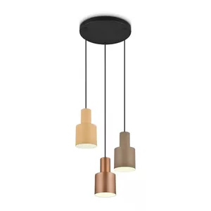 Pendant lamp TRIO Agudo 3‑piece, E27 sockets, multicolor finish