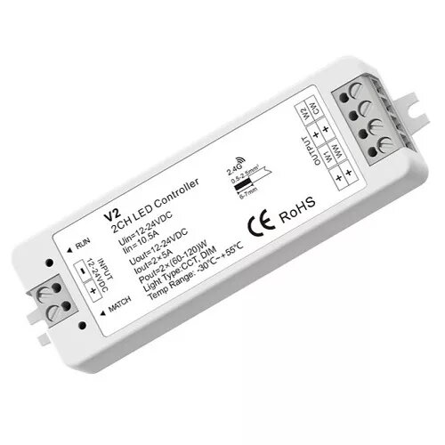 LED kontrolieris SKYDANCE HS083076 12–24V, divkanālu