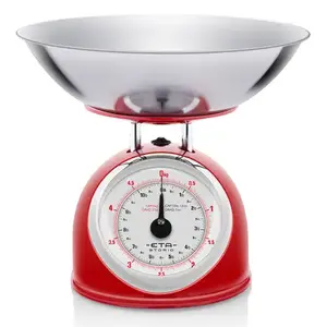 Mechanical kitchen scale ETA ETA577790030 — 5 kg capacity, 25 g accuracy, stainless steel top, white housing