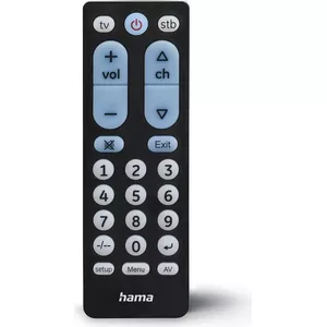 Hama Universal-Fernbedienung TV, Infrarot, für 2 Geräte, große Tasten, lernfähig (00221051)