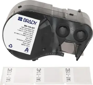 Label tape Brady M5-115-427 self-laminating vinyl 38.10 x 12.70(31.75) mm permanent for cables Ø 3.40–6.10 mm, pack 200