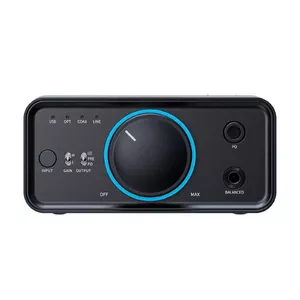 Audio amplifier FiiO K7 — desktop DAC/headphone amp, THD 0.0003%, SNR 116 dB, 6.35mm output, DC 12V 2A, Black