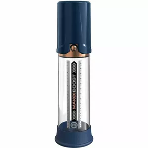 Penis pump Pump Worx Max Boost — transparent motorless cylinder, total length 28.6 cm, insertion depth 19.1 cm, inner Ø 3–5.1 cm