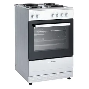 Freestanding electric ceramic cooker Scandomestic SK 403-1, 4 cooking zones (2×145 mm, 2×180 mm), white, oven with fan and grill, 600 mm